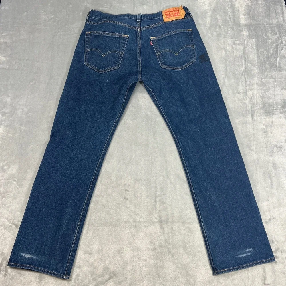 LEVI'S‎ 501 Jeans Mens 36x32 Button Fly Straight Leg Blue Denim Casual Stained